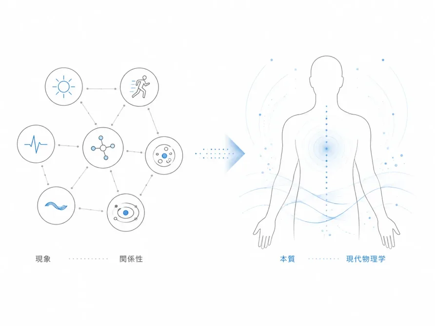 現象と現象の関係性から、生命の本質へ。現代物理学の観点で身体を捉える図
